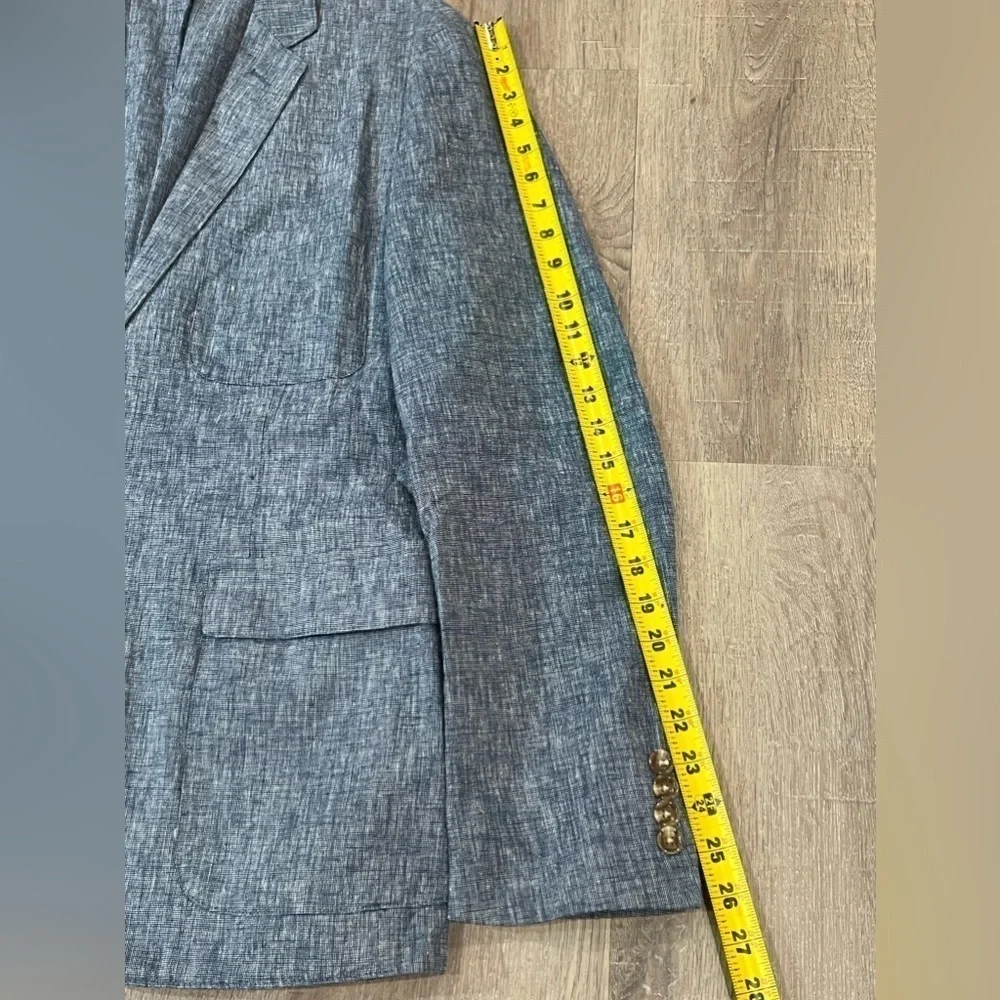J. Crew Size L Linen Cotton Blend Blue Crosshatch Mainline 2 Button Sport Coat